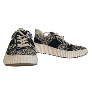Dolce Vita Dolley Women's Black and White Knit Patterned Sneakers 9.5